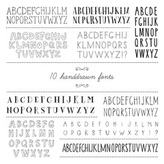 Set of 10 hand drawn fonts.