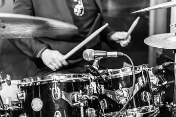 Fototapeta premium close-up photo of drums player