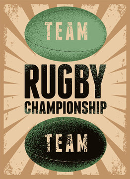 Rugby typographical vintage grunge style poster. Retro vector illustration.