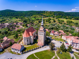 Saschiz medieval Fortified Church in Transylvania, Romania near Sibiu and Brasov - 190869245