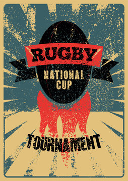Rugby typographical vintage grunge style poster. Retro vector illustration.