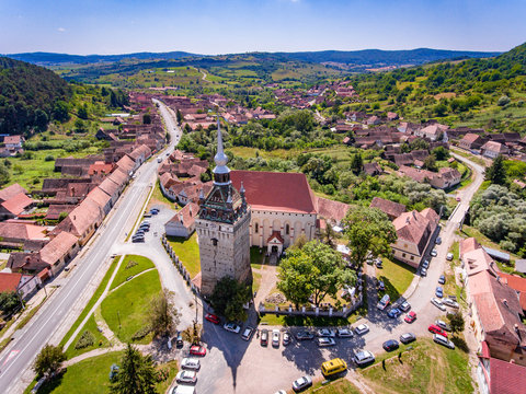 Medieval Saxon Church in Saschiz Village, Transylvania, Romania