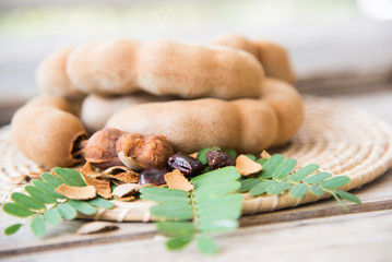tamarind on wood texture.