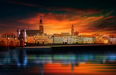 Fototapeta premium Panoramic view of medieval town in Germany