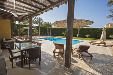 Swimming pool at a luxury tropical holiday villa