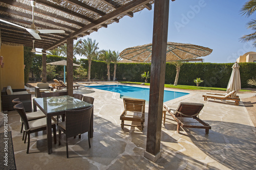  Swimming pool luxury tropical holiday villa  Stock photo and