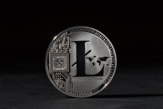 Silver Bitcoin Coin. Bitcoin cryptocurrency.