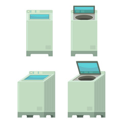 washing machine isolated top cover equipment washing clothes white background