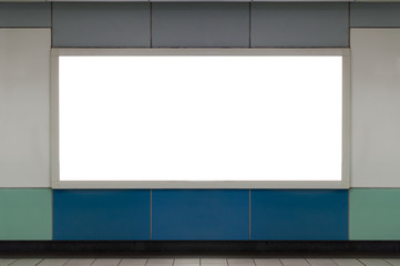 Large blank billboard on a street wall, banners with room to add your own text