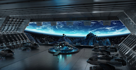 Landing strip spaceship interior 3D rendering elements of this image furnished by NASA