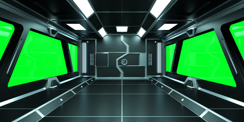 Spaceship dark interior 3D rendering © sdecoret