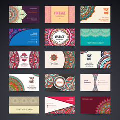 Business Card. Vintage decorative elements. Ornamental floral business cards or invitation with mandala - 190873605
