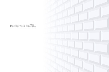 Brick wall abstract vector background with perspective. White texture