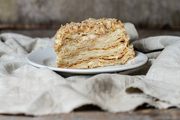 cake - Napoleon (cake with white cream is layered)