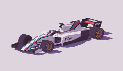 Vector low poly formula racing car