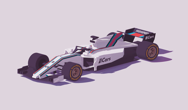 Vector low poly formula racing car