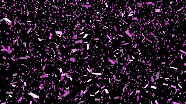 Confetti #9 - purple confetti with alpha channel. Pre-keyed. Loopable. ProRes 444 with transparency, can be put over anything. See porfolio for similar and much more!