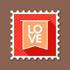 Flag with inscription Love stamp