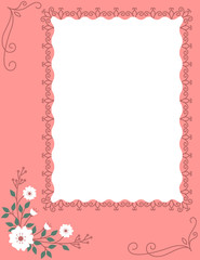 Decorative frame background with white flowers