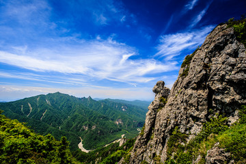 The mountain of spring covered with green leaves