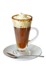 cocktails and coffee on white background