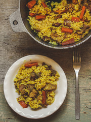 pilaf - rice with meat and spices