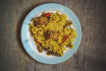 pilaf - rice with meat and spices