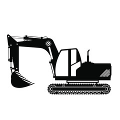 Isolated black crawler-mounted excavator