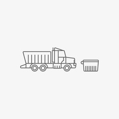 garbage track with trash box vector icon