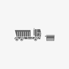 garbage track with trash box vector icon