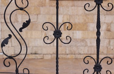 Wrought iron fence.Defocus in the background.