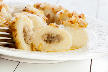 Potato dumplings stuffed with meat