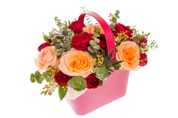 Bouquet of bright wildflowers isolated on white background