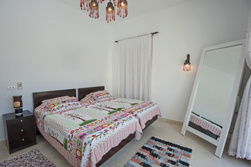 Interior design of bedroom in luxury holiday villa
