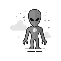 Alien icon in flat outlined grayscale style. Vector illustration.
