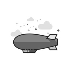 Air ship icon in flat outlined grayscale style. Vector illustration.
