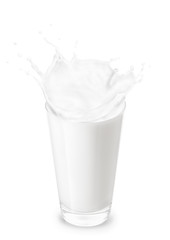 glass of milk with splashes