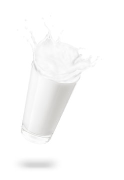 glass of milk with splashes