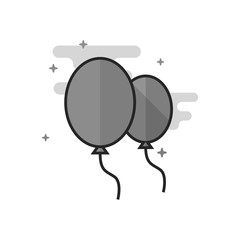 Balloon icon in flat outlined grayscale style. Vector illustration.