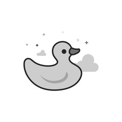 Rubber duck icon in flat outlined grayscale style. Vector illustration.