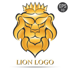 Golden Lion logo. Vector illustration of Lion in the crown © dianamk