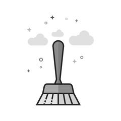 Brush icon in flat outlined grayscale style. Vector illustration.