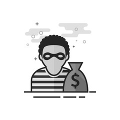 Burglar icon in flat outlined grayscale style. Vector illustration.
