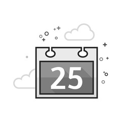 Calendar Christmas icon in flat outlined grayscale style. Vector illustration.