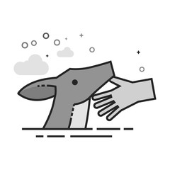Animal care icon in flat outlined grayscale style. Vector illustration.