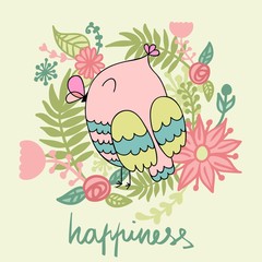 vector illustration of a cartoon happy owl