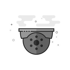 Camera icon in flat outlined grayscale style. Vector illustration.