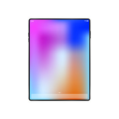 Tablet on white isolated background. With a color screen. Screen without borders