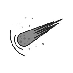Comet icon in flat outlined grayscale style. Vector illustration.
