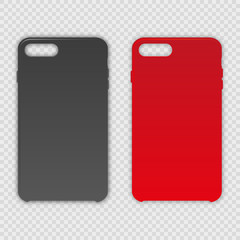 Gray and red case for phone on a transparent background